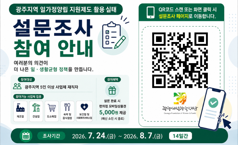 광주지역 사업체 일가정양립 지원제도 활용 실태조사
